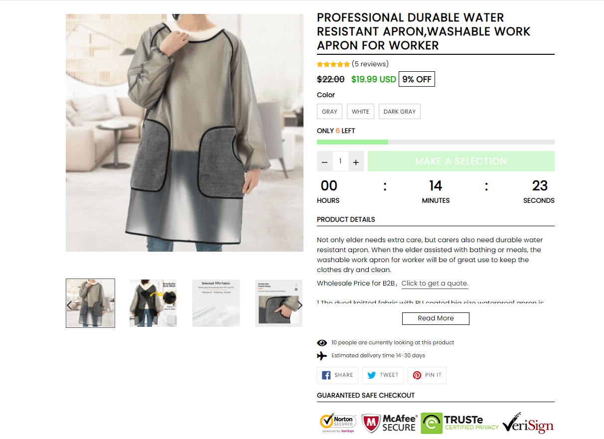  large dimension water resistant apron