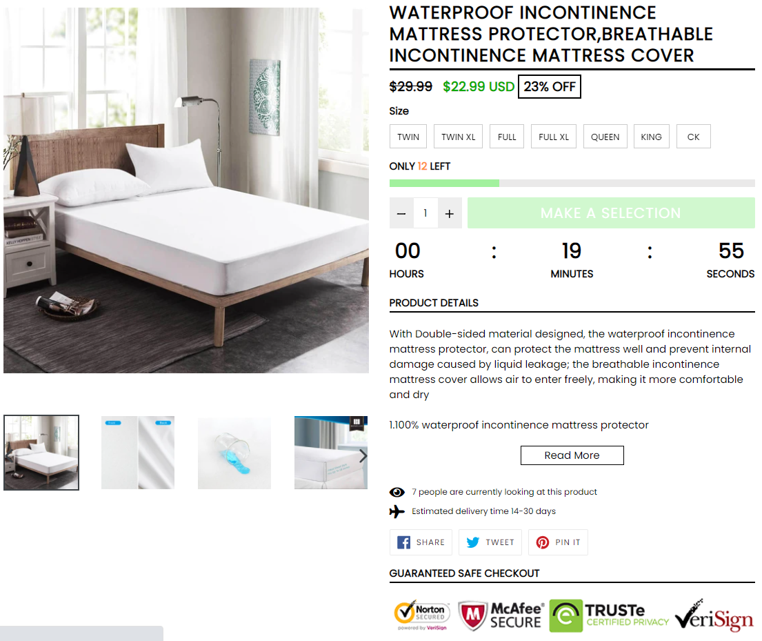 Waterproof incontinence mattress protector